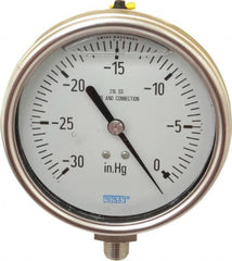 Wika - 4" Dial, 1/4 Thread, 30-0 Scale Range, Pressure Gauge - Lower Connection Mount, Accurate to 1% of Scale - Americas Tooling