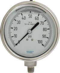 Wika - 4" Dial, 1/4 Thread, 0-100 Scale Range, Pressure Gauge - Lower Connection Mount, Accurate to 1% of Scale - Americas Tooling