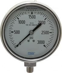 Wika - 4" Dial, 1/4 Thread, 0-3,000 Scale Range, Pressure Gauge - Lower Connection Mount, Accurate to 1% of Scale - Americas Tooling