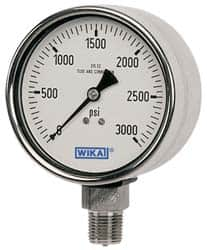 Wika - 2-1/2" Dial, 1/4 Thread, 0-200 Scale Range, Pressure Gauge - Lower Back Connection Mount, Accurate to 2-1-2% of Scale - Americas Tooling