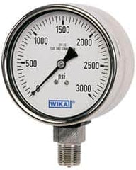 Wika - 2-1/2" Dial, 1/4 Thread, 5,000 Scale Range, Pressure Gauge - Lower Connection Mount, Accurate to 2-1-2% of Scale - Americas Tooling