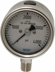 Wika - 2-1/2" Dial, 1/4 Thread, 0-4,000 Scale Range, Pressure Gauge - Lower Connection Mount, Accurate to 2-1-2% of Scale - Americas Tooling