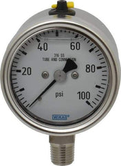 Wika - 2-1/2" Dial, 1/4 Thread, 100 Scale Range, Pressure Gauge - Lower Connection Mount, Accurate to 2-1-2% of Scale - Americas Tooling