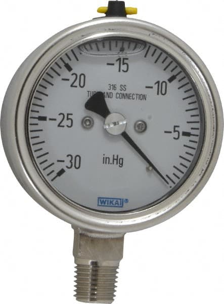 Wika - 2-1/2" Dial, 1/4 Thread, 30 Scale Range, Pressure Gauge - Lower Connection Mount, Accurate to 2-1-2% of Scale - Americas Tooling