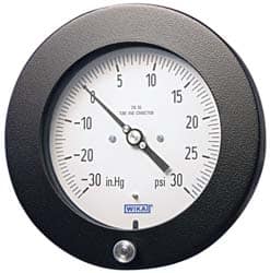 Wika - 4-1/2" Dial, 1/4 Thread, 0-60 Scale Range, Pressure Gauge - Lower Back Connection Mount, Accurate to 0.5% of Scale - Americas Tooling