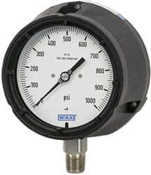 Wika - 4-1/2" Dial, 1/2 Thread, 0-600 Scale Range, Pressure Gauge - Lower Connection Mount, Accurate to 0.5% of Scale - Americas Tooling