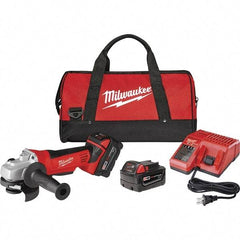 Milwaukee Tool - 4-1/2" Wheel Diam, 9,000 RPM, Cordless Cutoff & Cutoff-Grinder Tool - Right Angle Handle, Battery Included - Americas Tooling