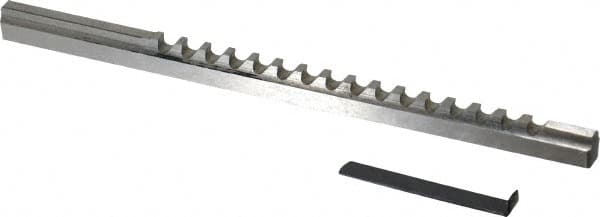 Value Collection - 4mm Keyway Width, Style B-1, Keyway Broach - High Speed Steel, Bright Finish, 1/4" Broach Body Width, 19/64" to 1-11/16" LOC, 6-3/4" OAL - Americas Tooling