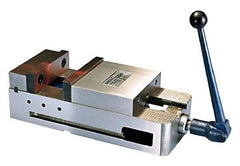 Interstate - 6" Jaw Width, 5-1/2" Jaw Opening Capacity, Horizontal Stationary Machine Vise - Manual Operation, 6,600 Lb Capacity, 1 Station, 17" Long x 4.8" High x 1-3/4" Deep, 1-3/4" Jaw Height, Ductile Iron - Americas Tooling