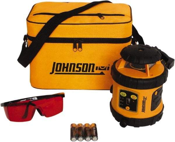 Johnson Level & Tool - 800' (Exterior) Measuring Range, 1/8" at 50' Accuracy, Self-Leveling Rotary Laser - ±3° Self Leveling Range, 200, 400 & 600 RPM, 2 Beams, AA Battery Included - Americas Tooling