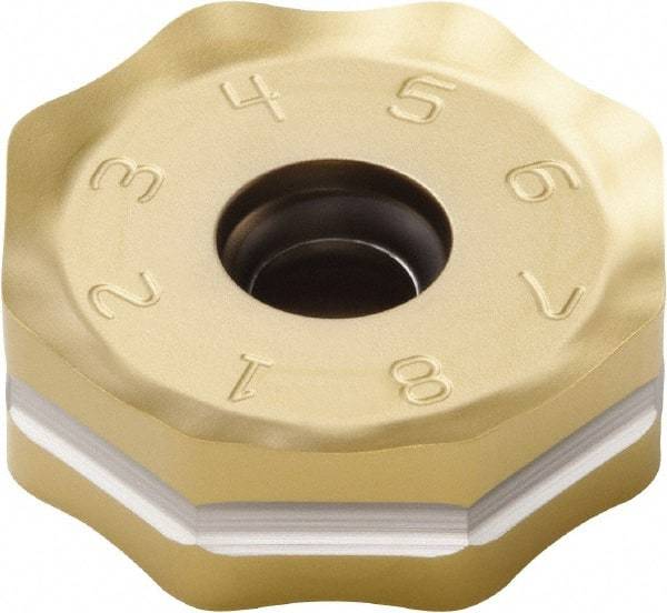 Seco - ONMU090520 ME13 Grade F40M Carbide Milling Insert - TiAlN/TiN Finish, 0.228" Thick, 0.866" Inscribed Circle - Americas Tooling