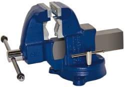 Gibraltar - 3-1/2" Jaw Width x 4" Jaw Opening Capacity, 4-1/2" Throat Depth, Bench & Pipe Combination Vise - 1/8 to 2-1/2" Pipe Capacity, Swivel Base, Bolt Down Attachment, Ductile Iron - Americas Tooling