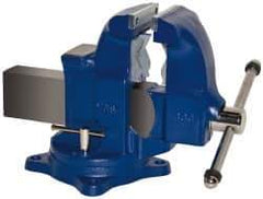 Gibraltar - 5" Jaw Width x 7-1/2" Jaw Opening Capacity, 6" Throat Depth, Bench & Pipe Combination Vise - 1/8 to 4-1/2" Pipe Capacity, Swivel Base, Bolt Down Attachment, Ductile Iron - Americas Tooling