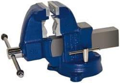 Gibraltar - 3-1/2" Jaw Width x 4" Jaw Opening Capacity, 4-1/2" Throat Depth, Bench & Pipe Combination Vise - 1/8 to 2-1/2" Pipe Capacity, Swivel Base, Bolt Down Attachment, Ductile Iron - Americas Tooling