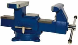 Gibraltar - 6-1/2" Jaw Width x 7" Jaw Opening Capacity, 4" Throat Depth, Bench & Pipe Combination Vise - 1/8 to 3-1/2" Pipe Capacity, Swivel Base, Bolt Down Attachment, Ductile Iron - Americas Tooling