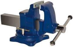 Gibraltar - 5" Jaw Width, 8" Opening Capacity, 5" Throat Depth, Ductile Iron Swivel Bench Vise - Bolt Down Base Attachment - Americas Tooling