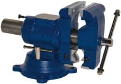 Gibraltar - 5" Jaw Width x 5" Jaw Opening Capacity, 4" Throat Depth, Bench & Pipe Combination Vise - 1/8 to 3-1/2" Pipe Capacity, Swivel Base, Bolt Down Attachment, Ductile Iron - Americas Tooling