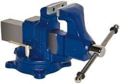 Gibraltar - 4" Jaw Width, 6-1/2" Opening Capacity, 4" Throat Depth, Ductile Iron Swivel Bench Vise - Bolt Down Base Attachment - Americas Tooling