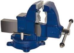 Gibraltar - 4-1/2" Jaw Width x 6" Jaw Opening Capacity, 5-1/2" Throat Depth, Bench & Pipe Combination Vise - 1/8 to 3-1/2" Pipe Capacity, Swivel Base, Bolt Down Attachment, Ductile Iron - Americas Tooling