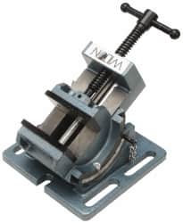 Wilton - 3" Jaw Opening Capacity x 1-1/8" Throat Depth, Angle Drill Press Vise - 3" Wide x 1-1/8" High Jaw, Stationary Base, Standard Speed, 6" OAL x 4" Overall Height, Cast Iron - Americas Tooling