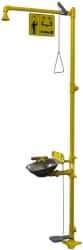 Bradley - 1-1/4" Inlet, 26 GPM shower Flow, Drench shower, Eye & Face Wash Station - Bowl, Triangular Pull Rod, Push Flag & Foot Treadle Activated, Galvanized Steel Pipe, Plastic Shower Head, 3 GPM Bowl Flow, Corrosion Resistant, Top or Mid Supply - Americas Tooling