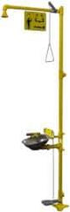 Bradley - 1-1/4" Inlet, 26 GPM shower Flow, Drench shower & Eyewash Station - Bowl, Triangular Pull Rod, Push Flag & Foot Treadle Activated, Galvanized Steel Pipe, Plastic Shower Head, 0.4 GPM Bowl Flow, Corrosion Resistant, Top or Mid Supply - Americas Tooling