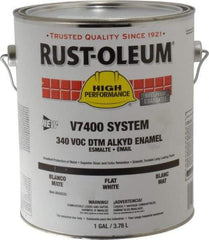 Rust-Oleum - 1 Gal White Flat Finish Alkyd Enamel Paint - 230 to 425 Sq Ft per Gal, Interior/Exterior, Direct to Metal, <340 gL VOC Compliance - Americas Tooling