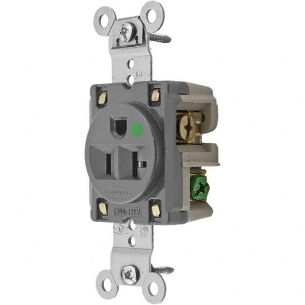 Hubbell Wiring Device-Kellems - 125V 20A NEMA 5-20R Hospital Grade Gray Straight Blade Single Receptacle - Americas Tooling