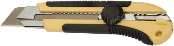 Ability One - Snap Utility Knife - 4-1/2" Steel Blade, Yellow Die Cast Handle, 5 Blades Included - Americas Tooling