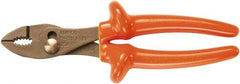 Ampco - 8-3/16" OAL, Insulated Adjustable Combination Pliers - Grooved Jaw, 1000 Volt Insulated Handles - Americas Tooling