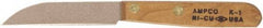 Ampco - 3-1/8" Long Blade, Nickel-Tin-Copper Alloy, Fine Edge, Fixed Blade Knife - 6.75" OAL, Wood Handle - Americas Tooling