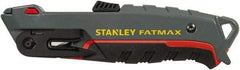 Stanley - Retractable Utility Knife - 1/2" Bi-Metal Blade, Gray Bi-Material Handle, 6 Blades Included - Americas Tooling