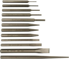 Mayhew - 12 Piece Punch & Chisel Set - 1/4 to 5/8" Chisel, 1/8 to 3/8" Punch, Hex Shank - Americas Tooling