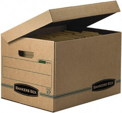 BANKERS BOX - 1 Compartment, 12 Inch Wide x 15 Inch Deep x 10 Inch High, File Storage Box - Paper, Kraft and Green - Americas Tooling