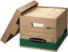 BANKERS BOX - 1 Compartment, 12 Inch Wide x 15 Inch Deep x 10 Inch High, File Storage Box - Paper, Kraft and Green - Americas Tooling