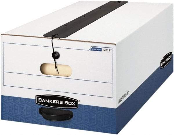 BANKERS BOX - 1 Compartment, 15 Inch Wide x 24 Inch Deep x 10 Inch High, File Storage Box - Paper, White and Blue - Americas Tooling