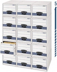 BANKERS BOX - 1 Compartment, 15 Inch Wide x 23 Inch Deep x 10 Inch High, File Storage Box - Steel Wire Frame, White and Blue - Americas Tooling