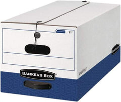 BANKERS BOX - 1 Compartment, 15 Inch Wide x 24 Inch Deep x 10 Inch High, File Storage Box - 1 Ply Side, 2 Ply Bottom, 2 Ply End, White and Blue - Americas Tooling