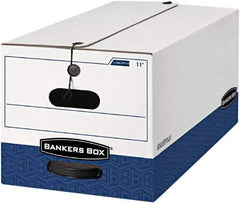 BANKERS BOX - 1 Compartment, 12 Inch Wide x 24 Inch Deep x 10 Inch High, File Storage Box - 1 Ply Side, 2 Ply Bottom, 2 Ply End, White and Blue - Americas Tooling