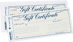 REDIFORM - 25 Sheet, 8-1/2 x 3-2/3", Gift Certificates - White - Americas Tooling