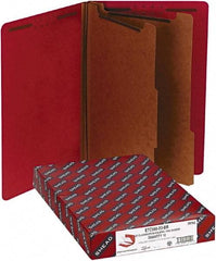 Samsill - 8-1/2 x 14", Legal, Bright Red, Classification Folders with End Tab Fastener - 11 Point Stock, Straight Tab Cut Location - Americas Tooling