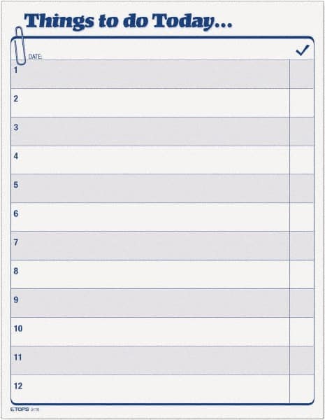 TOPS - 100 Sheet, 8-1/2 x 11", Daily Agenda - White - Americas Tooling