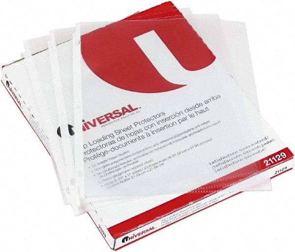 UNIVERSAL - 50 Piece Clear Sheet Protectors-Ring Binder - 11" High x 8-1/2" Wide - Americas Tooling