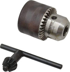 Accupro - 3/8-24, 3/64 to 1/2" Capacity, Threaded Mount Steel Drill Chuck - Keyed, 43mm Sleeve Diam, 59mm Open Length - Exact Industrial Supply