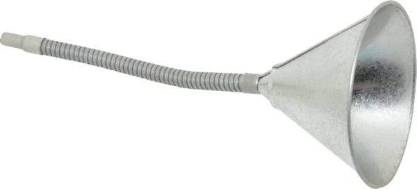 Value Collection - 1 Qt Capacity Steel Funnel - 6" Mouth OD, 9/16" Tip OD, 12" Flexible Spout - Americas Tooling