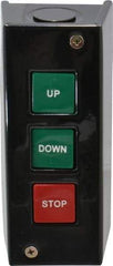 Value Collection - 3 Operator, Pushbutton Control Station - Up-Down-Stop (Legend), Momentary Switch, NO/NC Contact, NEMA 1 - Americas Tooling