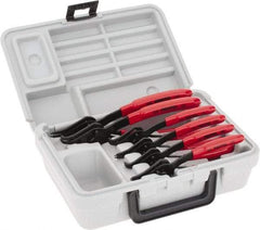 Proto - 6 Piece, 3/8 to 3" Bore, 1/4 to 3-11/32" Shaft, Convertible Retaining Ring Pliers Set - 0.038 to 0.07" Tip Diam Range - Americas Tooling