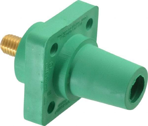 Leviton - 3R NEMA Rated, 600 Volt, 400 Amp, 2 to 4/0 AWG, Female, Threaded Stud, Panel Receptacle - 3.56 Inch Long, Green - Americas Tooling