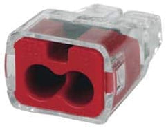 Ideal - 2 Port, 18 to 12 AWG Compatible, Push-In Wire Connector - 0.78" OAL x 0.52" OAW x 0.38" OAH, Red - Americas Tooling