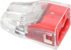 Ideal - 2 Port, 18 to 12 AWG Compatible, Push-In Wire Connector - 0.78" OAL x 0.52" OAW x 0.38" OAH, Red - Americas Tooling